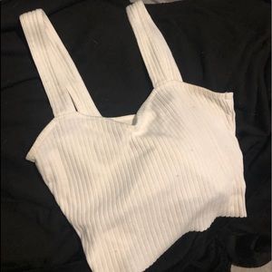 White Ribbed Crop Top